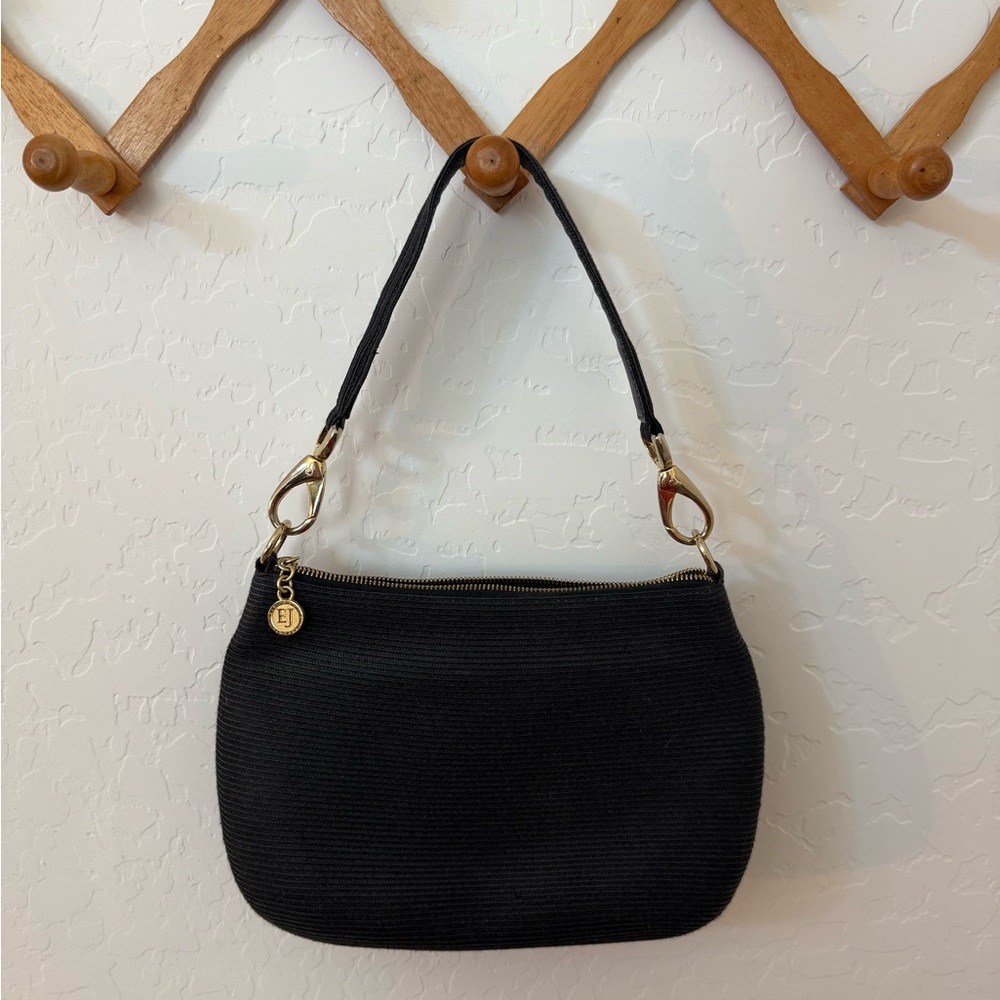 Eric Javits Classic Black Raffia Shoulder Bag
